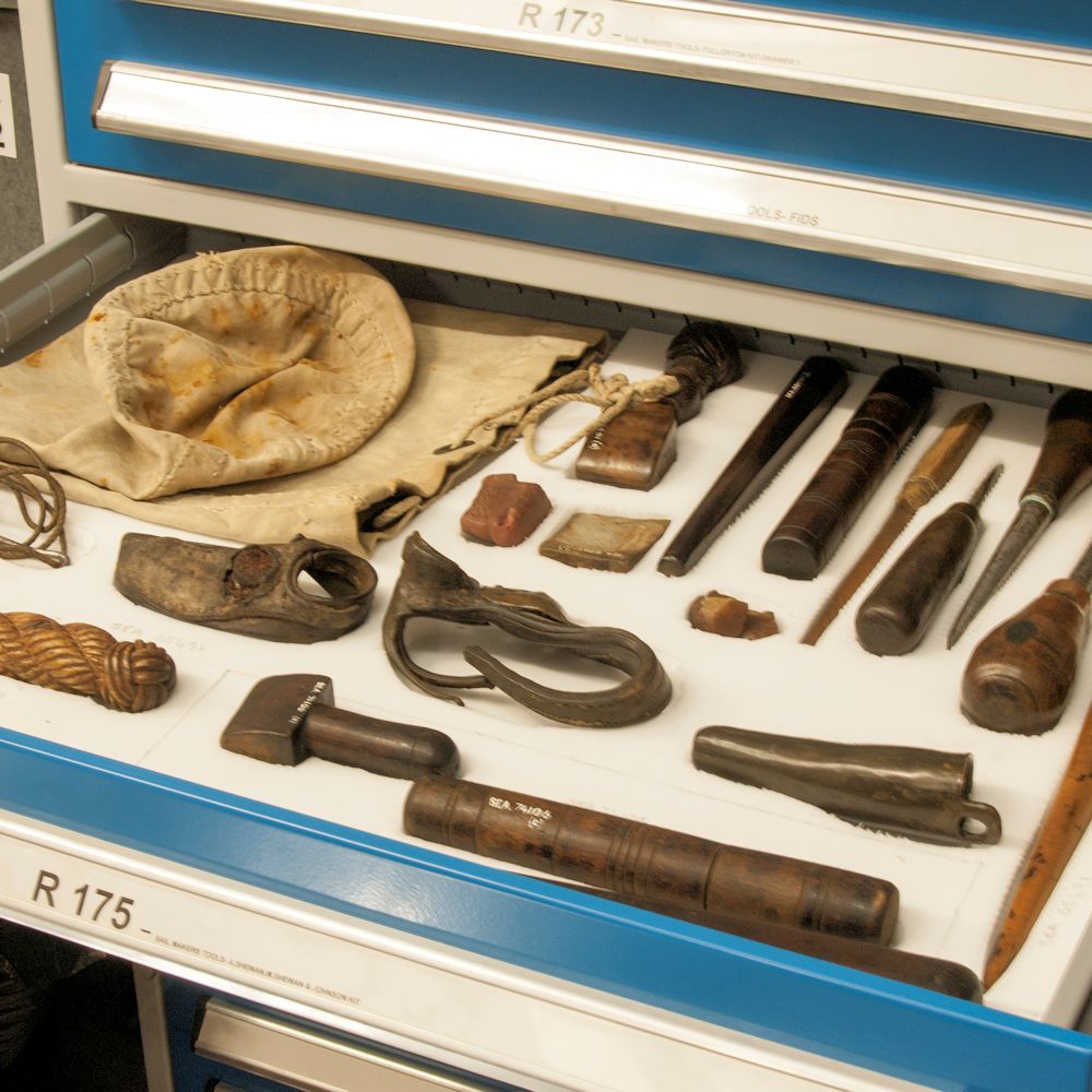 Sailmaking tools used by merchant seamen