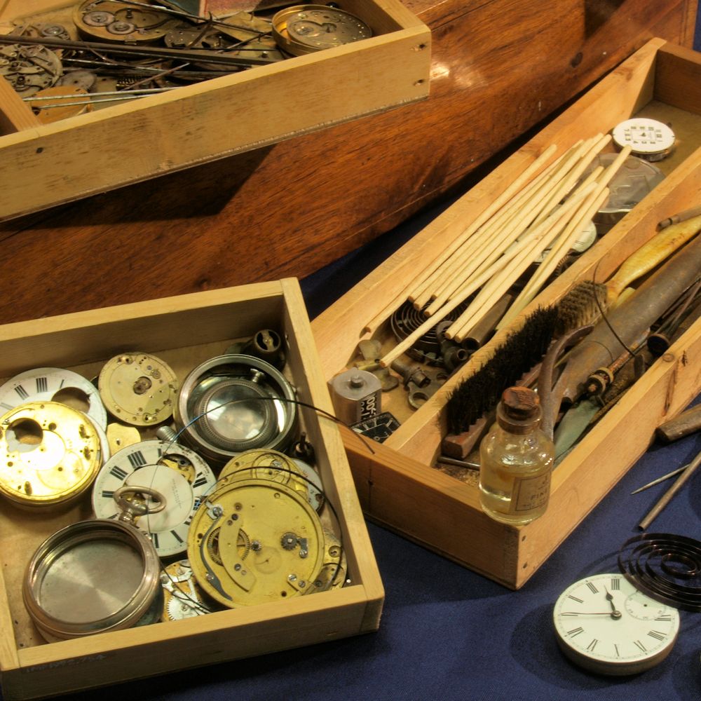 Equipment used by rural watch repairer from 1920s